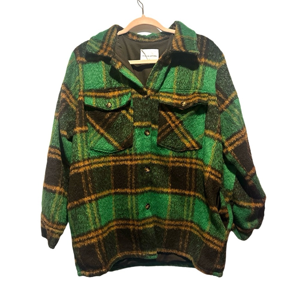 Panache size l green plaid cozy shaket women’s‎ 
Cabincore